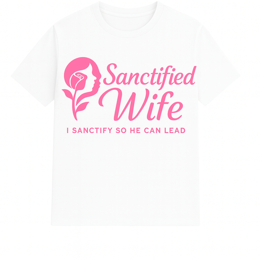 Sanctified So He Can Lead - Pink Rose Logo T-Shirt
